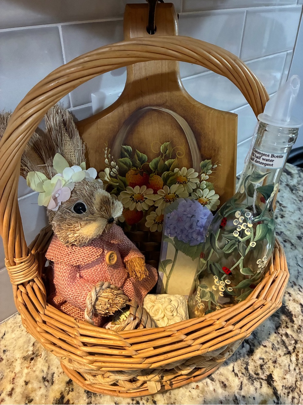 Small Decorative Bunny Basket - Pink Outfit